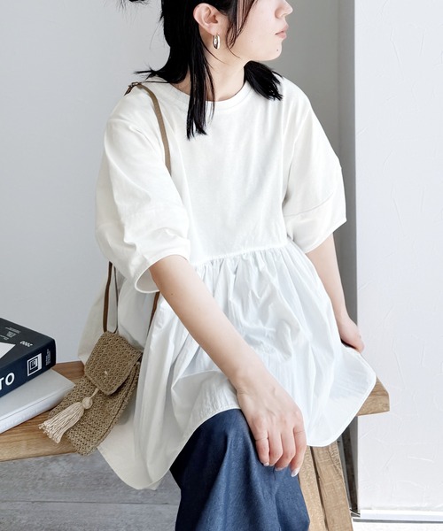 期間限定価格　Heveヘイブ パフスリーブホワイトトップス reca（レカ） 「ZOZOTOWN限定」パフスリーブペプラムプルオーバー