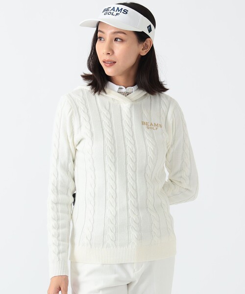 BEAMS GOLF ニット セーター PURPLE LABEL / ケーブルニット パーカー 