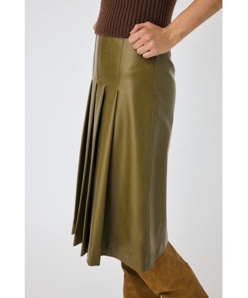 【タグ付】 MOUSSY☆レザー　ミディスカート　ブラウン　M MOUSSY PLEATS ミディタックスカート BEG -ファッション通販