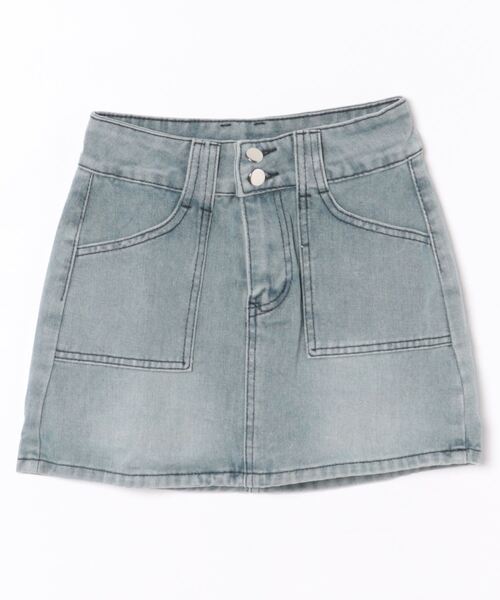 Bling Leads デニムスカート 「Bl」シンプル ポケット付きデニムミニ