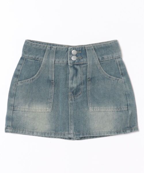Bling Leads デニムスカート 「Bl」シンプル ポケット付きデニムミニ