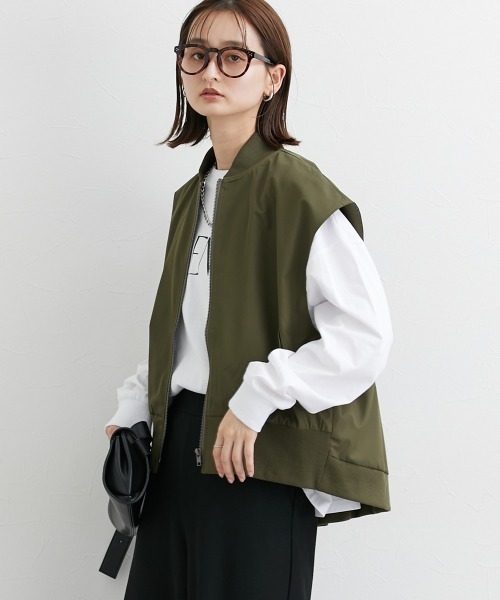 ベスト ジレ ミリタリーバックフレアベスト レディース ニッセン ベスト ジレ ミリタリーバックフレアベスト レディース