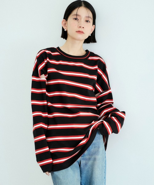 tシャツ 「洗える」ボーダー2WAYロンTEE レディース