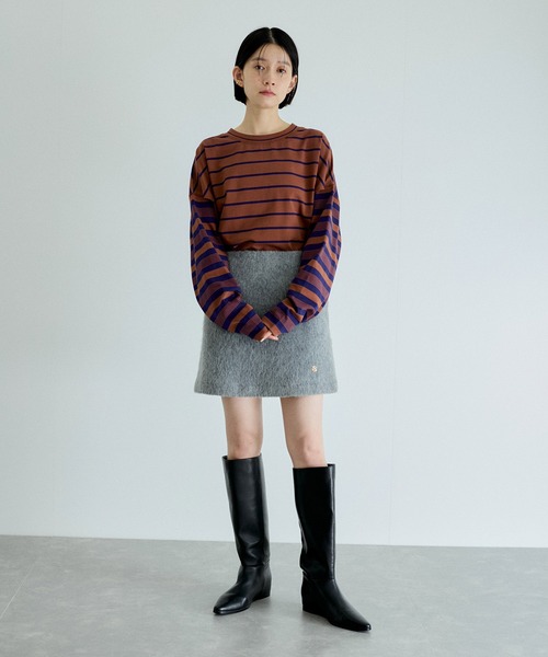 ADAM ET ROPE' tシャツ 「洗える」ボーダー2WAYロンTEE