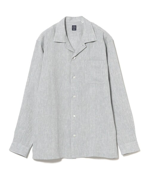 美品　beamsプラス　リネンオープンカラーシャツ BEAMS F シャツ リネン ソリッド オープンカラーシャツ メンズ