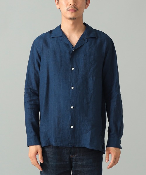 BEAMS F（ビームスF） シャツ リネン ソリッド オープンカラーシャツ