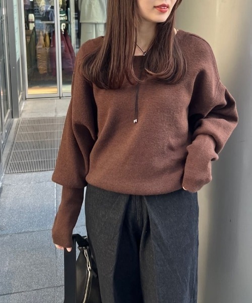 新品未使用❣️CLOCHE リブ編みグレー長袖ニット金ボタン付きMal.レレレさん Kastane ニット セーター 「レビュー好評価/WEB限定カラー