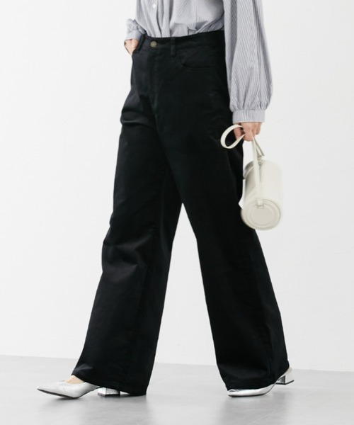 slattgir パンツ 高身長 ストレッチコーデュロイワイドパンツ