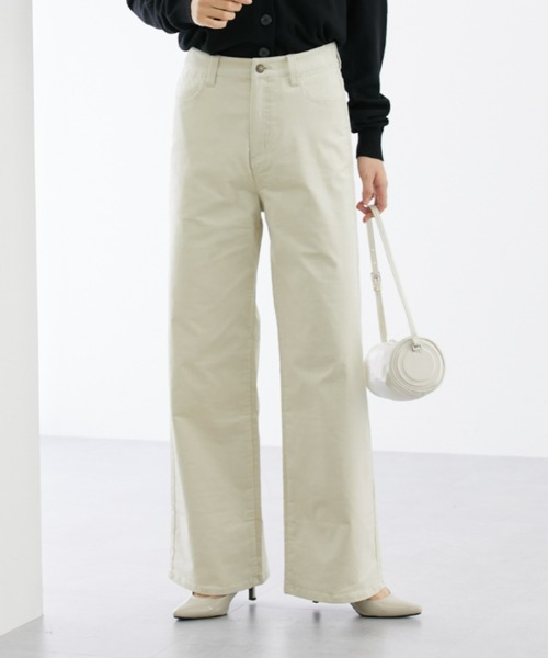 slattgir パンツ 高身長 ストレッチコーデュロイワイドパンツ
