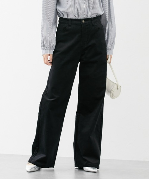 slattgir パンツ 高身長 ストレッチコーデュロイワイドパンツ