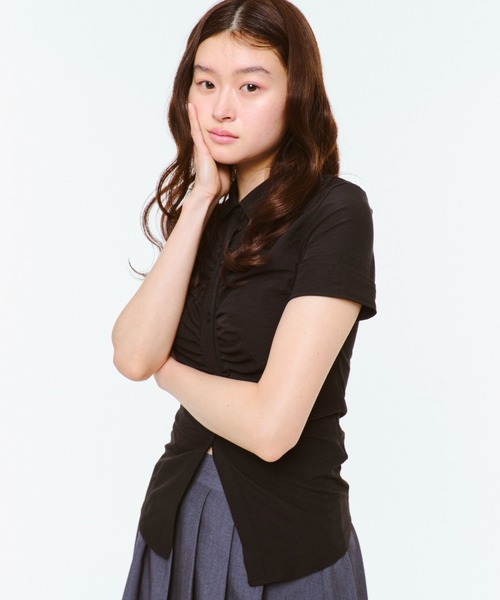 ブラウス シャツ SQUARE GATHER SLEEVE SHIRT レディース FEKETE ブラウス シャツ GATHER FEMININE TIGHT SHIRT