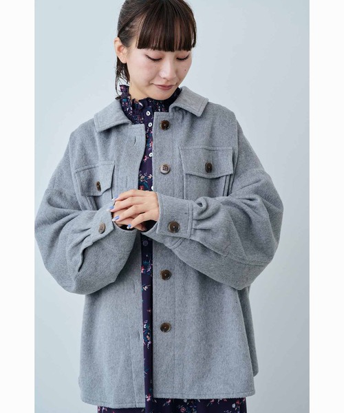 (1度のみ着用) hellam グレー ミドルコート hellam（へラム）の「シャギーミドルコート（ピーコート）」 - WEAR