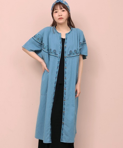 チチカカ（titicaca）/Rico ライトデニムペイズリー刺繍ワンピース チチカカ（TITICACA） ワンピース Rico ライトデニムペイズリー刺繍