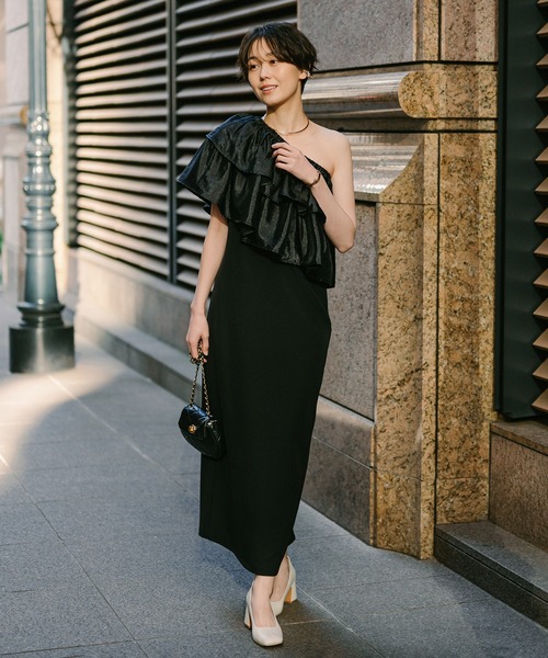 ENC ワンピース 2WAY one shoulder dress with frill / フリル付き2WAY