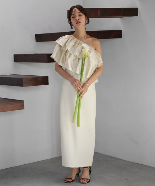 ENC ワンピース 2WAY one shoulder dress with frill / フリル付き2WAY