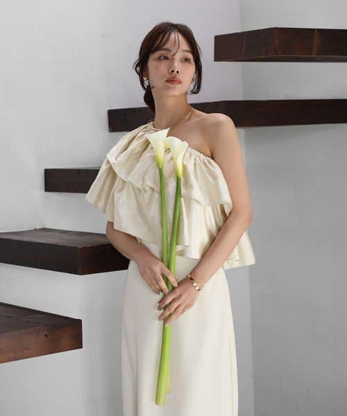 ENC ワンピース 2WAY one shoulder dress with frill / フリル付き2WAY