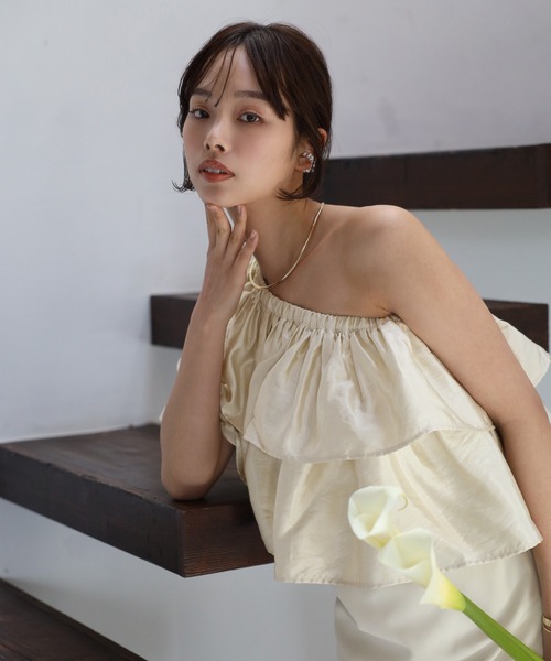 ENC ワンピース 2WAY one shoulder dress with frill / フリル付き2WAY