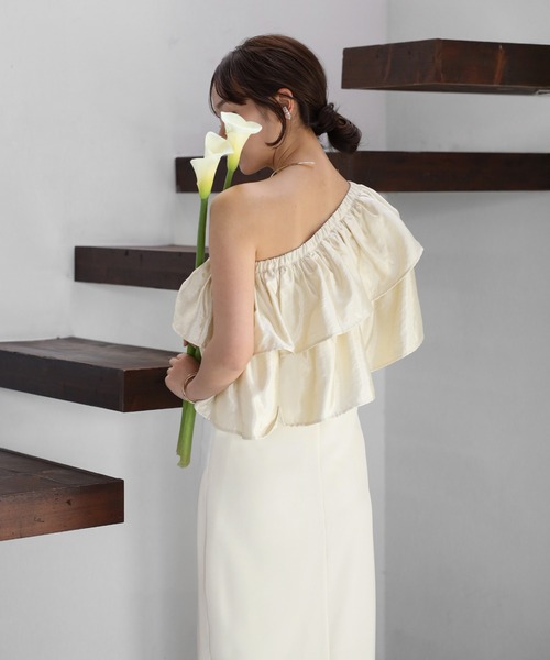 ENC ワンピース 2WAY one shoulder dress with frill / フリル付き2WAY