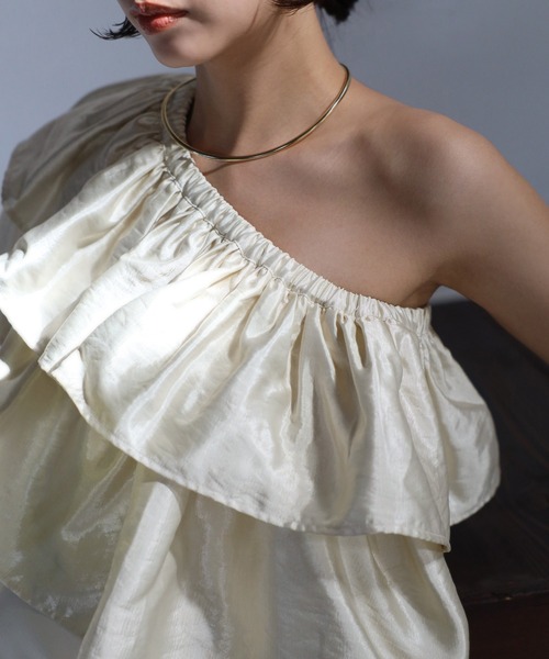 ENC ワンピース 2WAY one shoulder dress with frill / フリル付き2WAY
