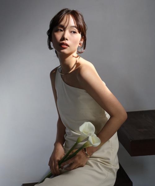 ENC ワンピース 2WAY one shoulder dress with frill / フリル付き2WAY