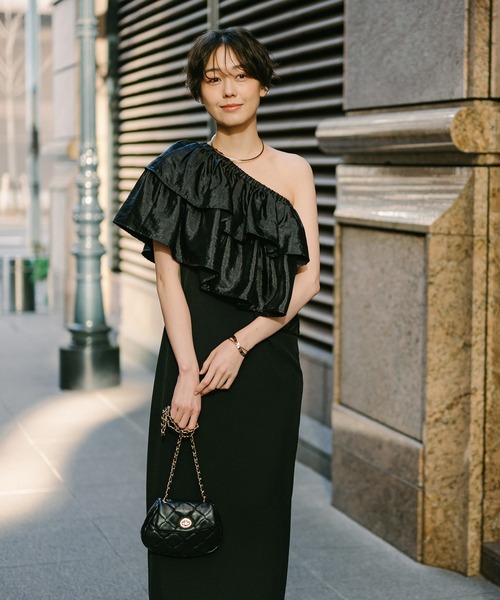 ENC ワンピース 2WAY one shoulder dress with frill / フリル付き2WAY