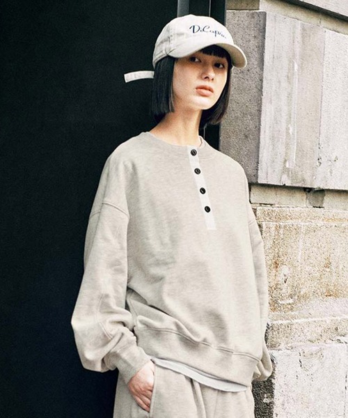 トレーナー スウェット ＢＲＡＮＤ　ＮＥＷ　ＭＩＸ　ＳＴＹＬＥ　ヘンリーネックスウェット レディース