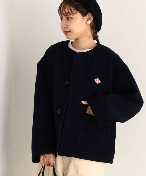 DANTON ノーカラージャケット サイズ38 ネイビー Danton（ダントン） ノーカラージャケット 38 ネイビー レディース