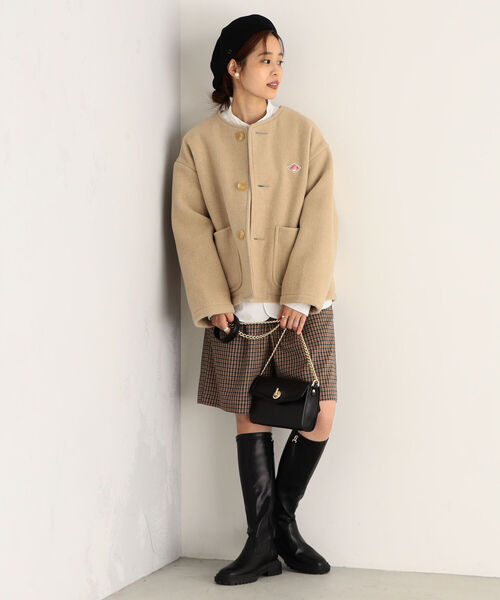 Danton（ダントン） ノーカラージャケット 38 ネイビー レディース