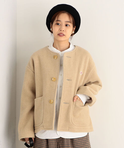 Danton（ダントン） ノーカラージャケット 38 ネイビー レディース