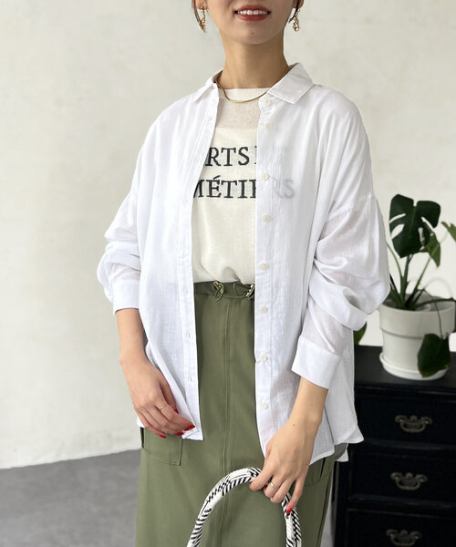 Chez toi ブラウス シャツ 裾ラウンドシャツ レディース