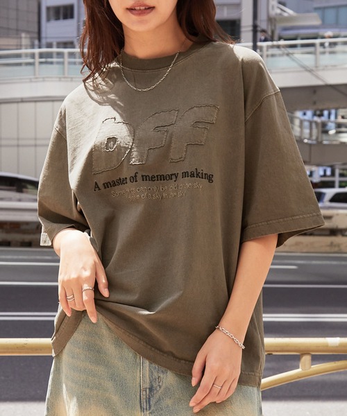 tシャツ ヴィンテージライクピグメントTシャツ レディース Ada. tシャツ バンドプリント ヴィンテージライク ピグメント T