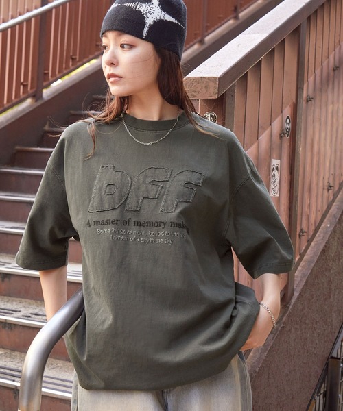 tシャツ ヴィンテージライクロゴTシャツ 「低身長・小柄女性」 レディース DEVICE tシャツ 刺繍 クロス ヴィンテージライク 古着風 ロゴ