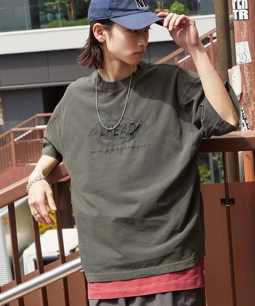MONO-MART tシャツ ヴィンテージライク ピグメント デザインロゴ