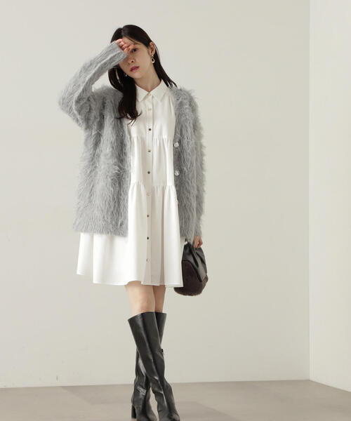 「PROPORTION BODY DRESSING」 ニットカーディガン MEDIUM オフホワイト レディース_画像6