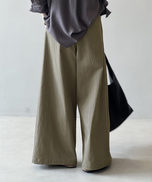 パンツ ラップ風デザイン ワイドタックパンツ レディース