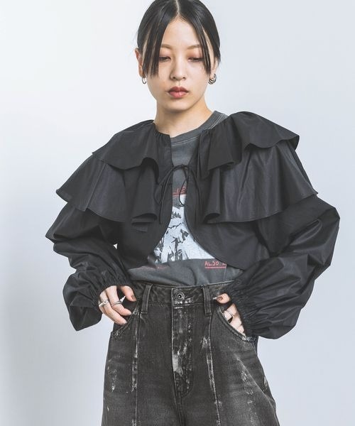 シャツ/ブラウス(長袖/七分) JEANASIS - JEANASIS JEANASIS 「JEANASIS」 長袖ブラウス FREE ブラック レディース