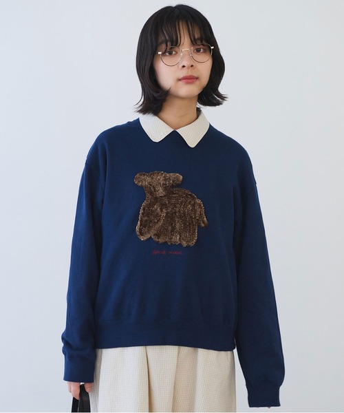 底値☆未使用★30/10裏毛 くま刺繍スウェット☆bulle de savon AMBIDEX Store 〇30/10裏毛 くま刺繍スウェット.(F コン): bulle