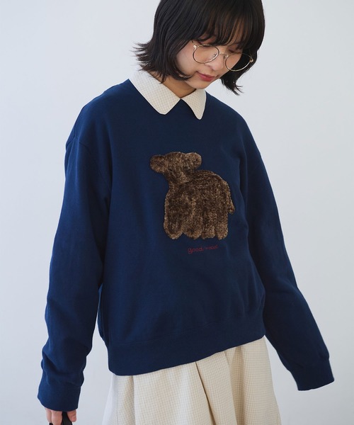 底値☆未使用★30/10裏毛 くま刺繍スウェット☆bulle de savon AMBIDEX Store 〇30/10裏毛 くま刺繍スウェット.(F コン): bulle