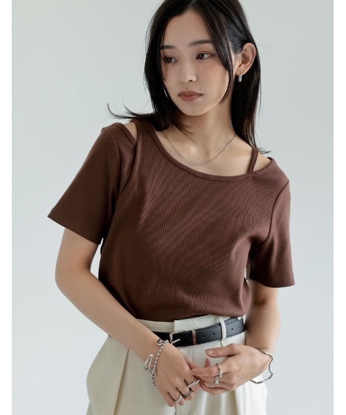 Re:EDIT tシャツ スムースカットソーレーヤード風アシンメトリー