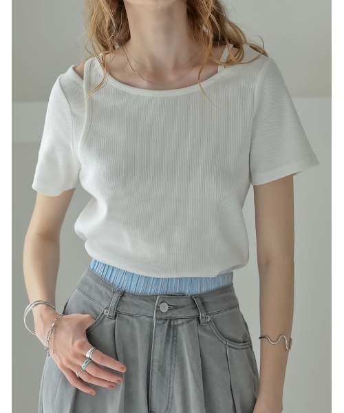 tシャツ 「tageechita」シンプル無地×レイヤード風 デザインTシャツセット レディース ショッピングゴー shoppinggo 重ね着風Tシャツ レイヤード 重ね