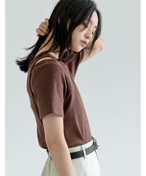 Re:EDIT tシャツ スムースカットソーレーヤード風アシンメトリー