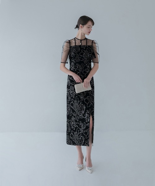 leja レースドットチュールリボンワンピースドレス 結婚式二次会 パーティー GIRL DRESS FOR NOW ドレス 「2WAY 着回しを楽しめる」リボン