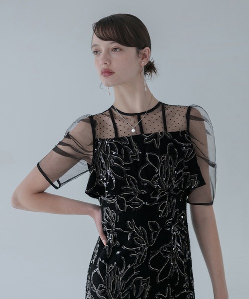 Leja ドレス 「LEJA」ドットチュールフラワースパンコールI