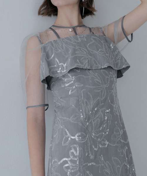 leja レースドットチュールリボンワンピースドレス 結婚式二次会 パーティー GIRL DRESS FOR NOW ドレス 「2WAY 着回しを楽しめる」リボン