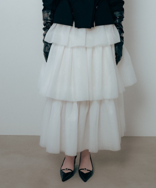 【Carmelo】ティアードフリルロングスカート Carmelo スカート Shushu long frill tiered skirt / ティアードフリル