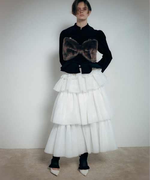 【Carmelo】ティアードフリルロングスカート Carmelo スカート Shushu long frill tiered skirt / ティアードフリル