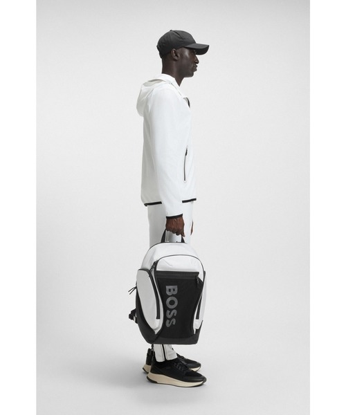 【しょーご】BOSS バックパック フォイルプリント ロゴ BOSS - Backpack with foil-print logo - Black