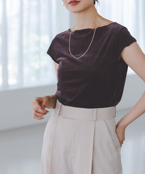 M*Ｍ様 今期/完売カラー【美品】NOBLE シアーベロアキャップスリーブTee シアーベロアキャップスリーブTee（Tシャツ／カットソー
