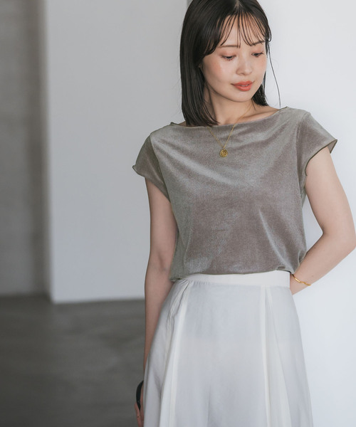 tシャツ 「追加」シアーベロアキャップスリーブTee レディース