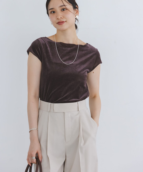 tシャツ 「追加」シアーベロアキャップスリーブTee レディース NOBLE tシャツ 「追加」シアーベロアキャップスリーブTee